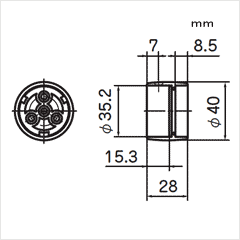 φ35　接続金具の寸法図