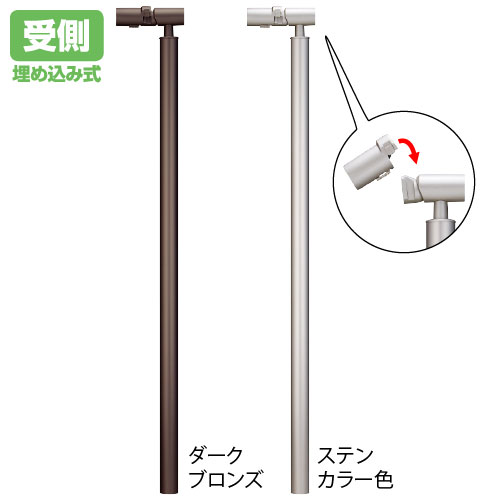 フリーRレール　遮断機式埋め込み式支柱　受側（角度調整付）の画像その2