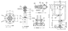 フリーRレール　ベースプレート式g型スタンドの寸法図