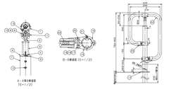フリーRレール　埋め込み式g型スタンドの寸法図