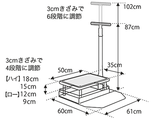 ステップバー　框01の寸法図