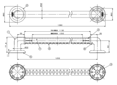 32ソフトアクアレールプラス I型ハンド 1200mmの寸法図