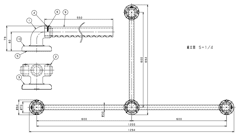 32ソフトアクアレール T型ハンドの寸法図