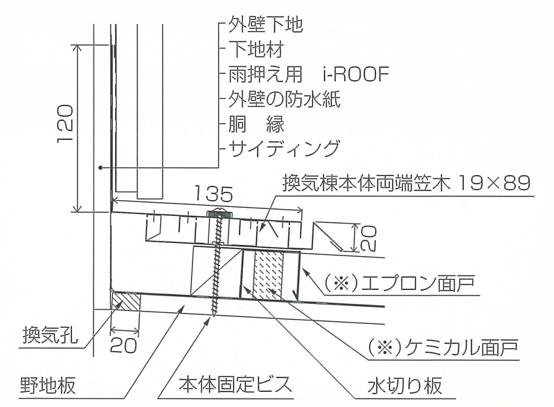 片流れi-ROOF完成組立断面図