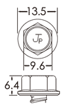 ねじ頭部の寸法図