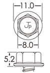 ねじ頭部の寸法図