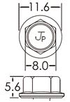 ねじ頭部の寸法図