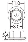 ねじ頭部の寸法図