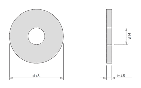 丸座金 4.5×φ45 寸法図