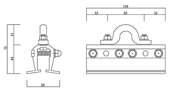金属屋根縦ハゼ固定安全金具寸法