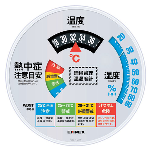 熱中症注意目安付き温度湿度計 Type30